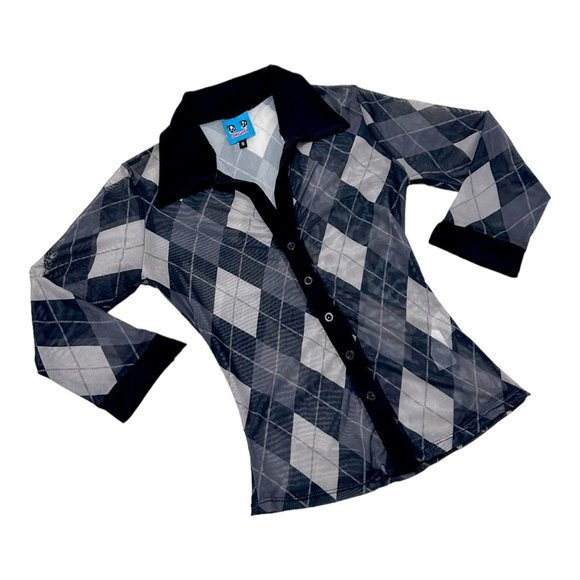 oMighty Argyle Mesh Button Up - Picture 2 of 3